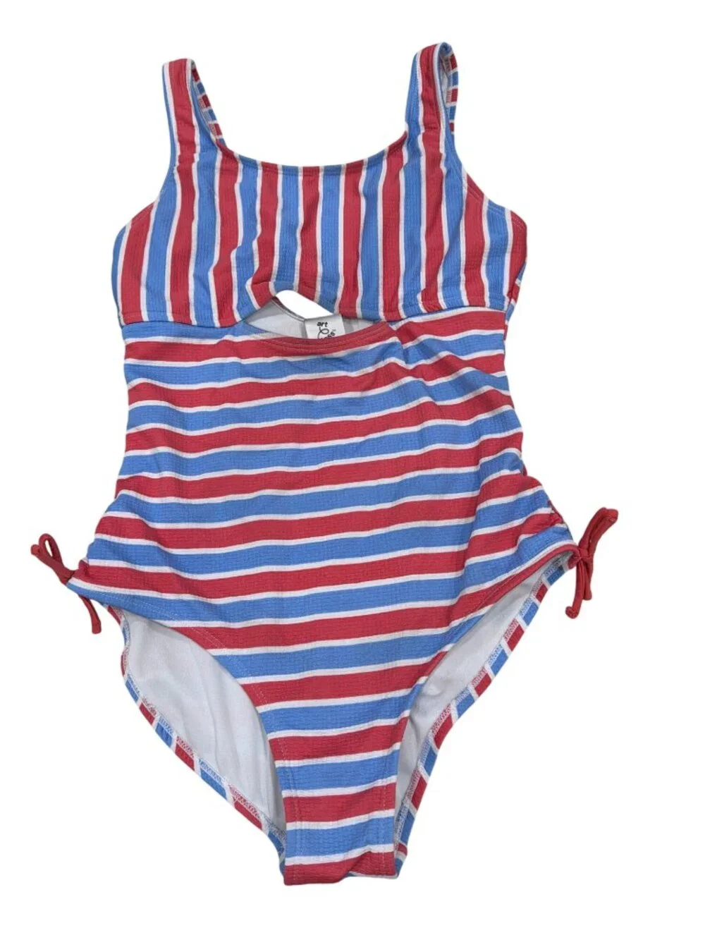Striped Red & Blue Girls Swimsuit Back Cutout Art Class XL (14/16)